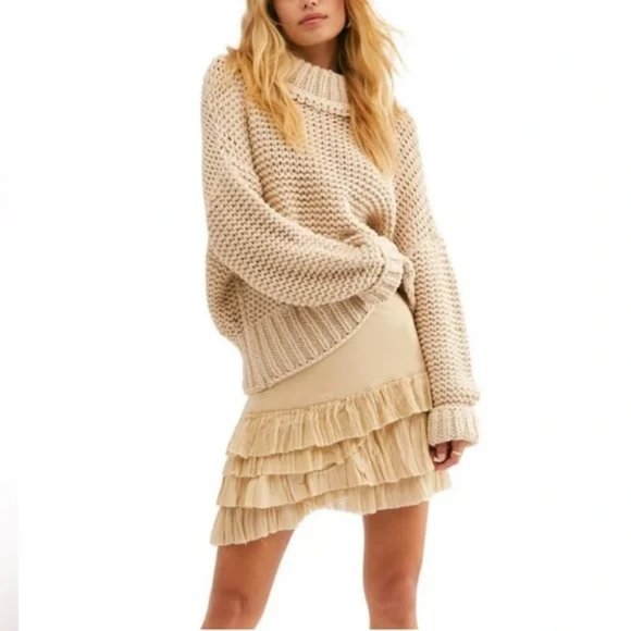 ✨ FREE PEOPLE ✨ 'My Only Sunshine' Chunky Knit Mock Neck Sweater - Picture 1 of 16